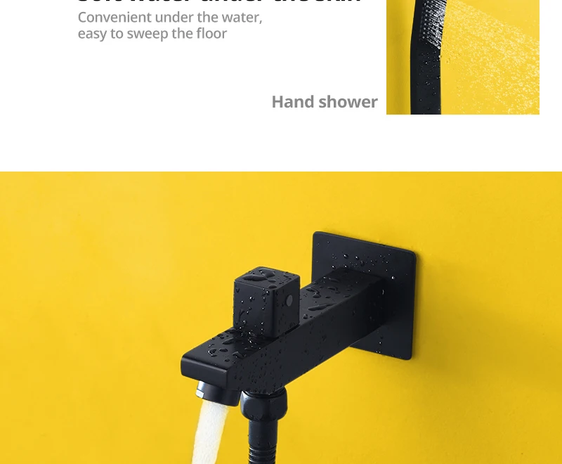 Multi-Function Shower Set Led Remote Control Light Black Brass Shower System (34)