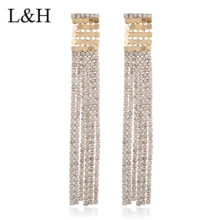 2018 New Luxury Full Rhinestone Long Tassel Earrings Gold Silver Color Alloy Drop Dangle Earrings For Women Maxi Wedding Jewelry 2018 New Luxury Full Rhinestone Long Tassel Earrings Gold Silver Color Alloy Drop Dangle Earrings For Women Maxi Wedding Jewelry