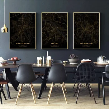 

Munich Mainz Mannheim Germany City Map Gold Map Canvas Art Print Wall Pictures for Living Room No Frame