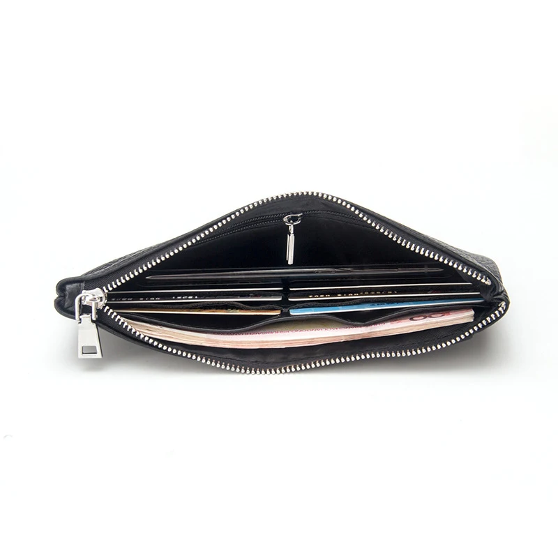 Business Cow genuine leather slim men long wallet High Quality zipper thin phone purse vintage soft man clutch coin monry pocket Business Cow genuine leather slim men long wallet High Quality zipper thin phone purse vintage soft man clutch coin monry pocket