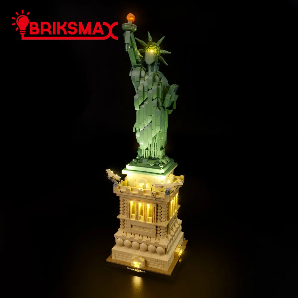 BriksMax Led Light Up Комплект для архитектурной статуи Свободы строительные блоки, совместимые с 21042 (не включая модель)