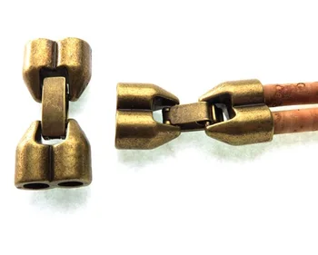 

Bracelet Clasp for 5mm round cord 2 Strand separator Antique Brass for Licorice Leather Jewelry supply D-6-27