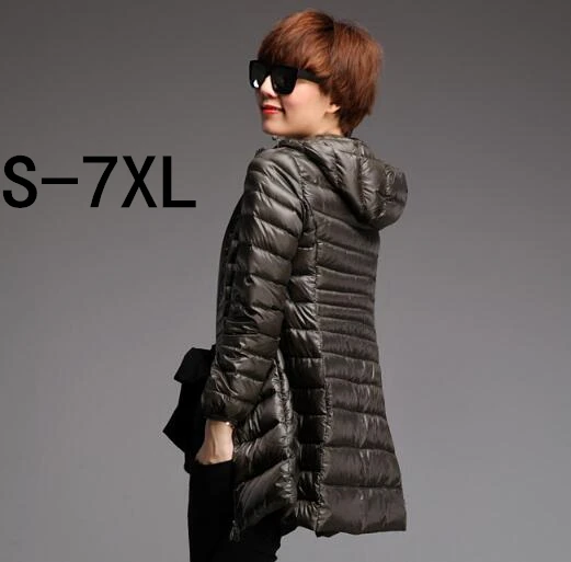 women down coat 2018 winter new jacket hooded duck goose ultra thin big size plus puffer windproof female girls outwear parka | Женская
