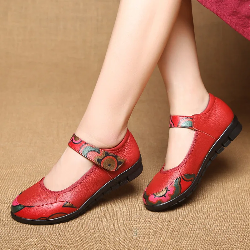 Women Flats Genuine Leather Shoes Mother Loafers Spring Soft Casual Female Flats Driving Women Shoes Leisure Footwear