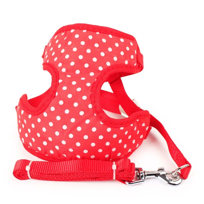 Pet Cat Small Dog Harness Quick Release No Pull Dog Harness Leash Set Cute Dot Puppy Soft Mesh Padded Vest Pet Leads5