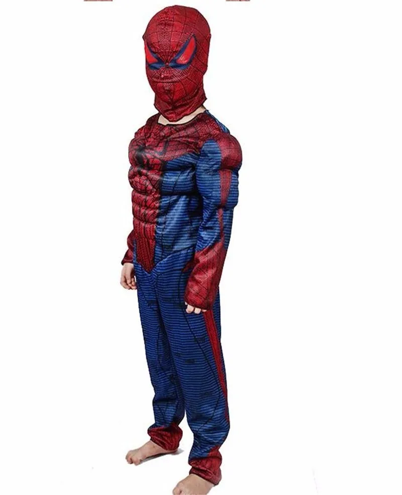 COUHUNT 2017 Marvel Comic Spiderman Cosplay Muscle Spiderman Jumpsuits Boys Halloween Superhero Fancy Dress Kids Birthday Gift