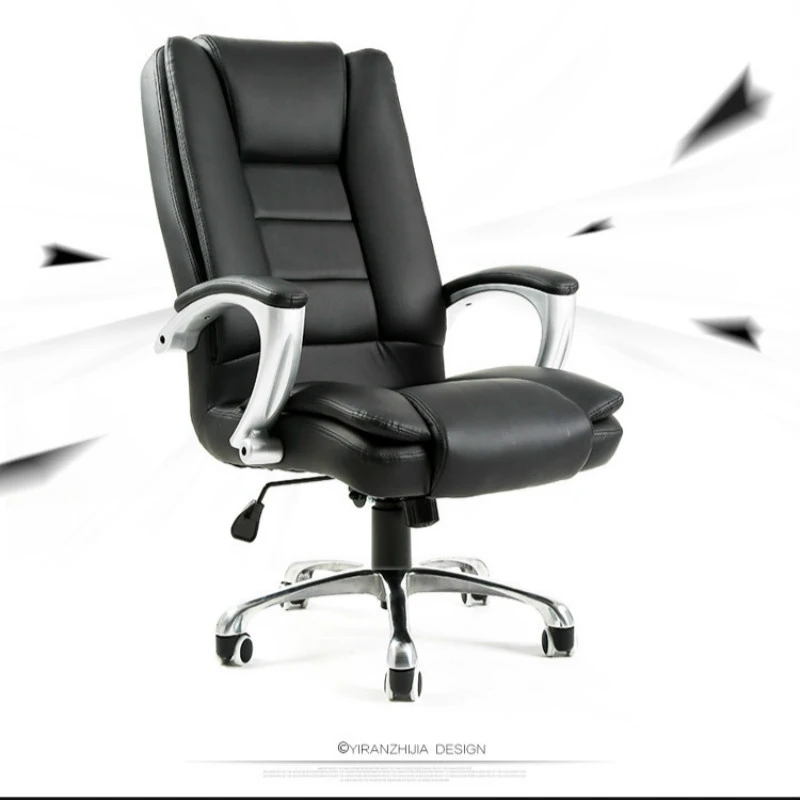 Silla giratoria de cuero vaca para Oficina, sillón con reposabrazos fijo para conferencia, ordenador, hogar, PU|Sillas de oficina| - AliExpress