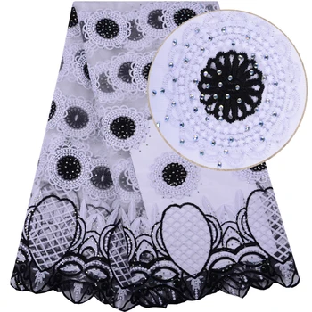 

Newest Guipure French Tulle Net Lace With Beads For Dress High Quality Nigerian Lace Fabric With Stones For Party & Wedding1499B