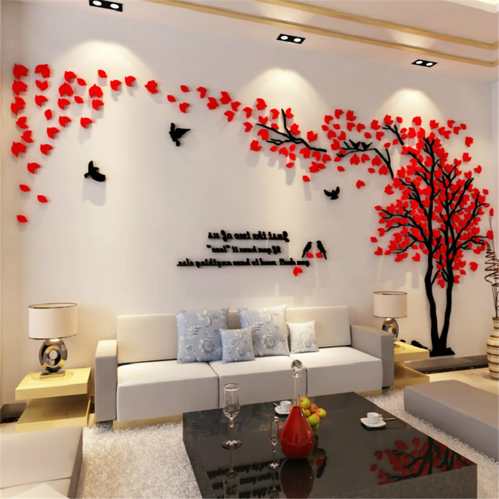 Креативная 3D наклейка с парой деревьев, акриловая стерео Наклейка на стену, домашний декор, ТВ-фон для гостиной, спальни, дивана, декоративное настенное искусство