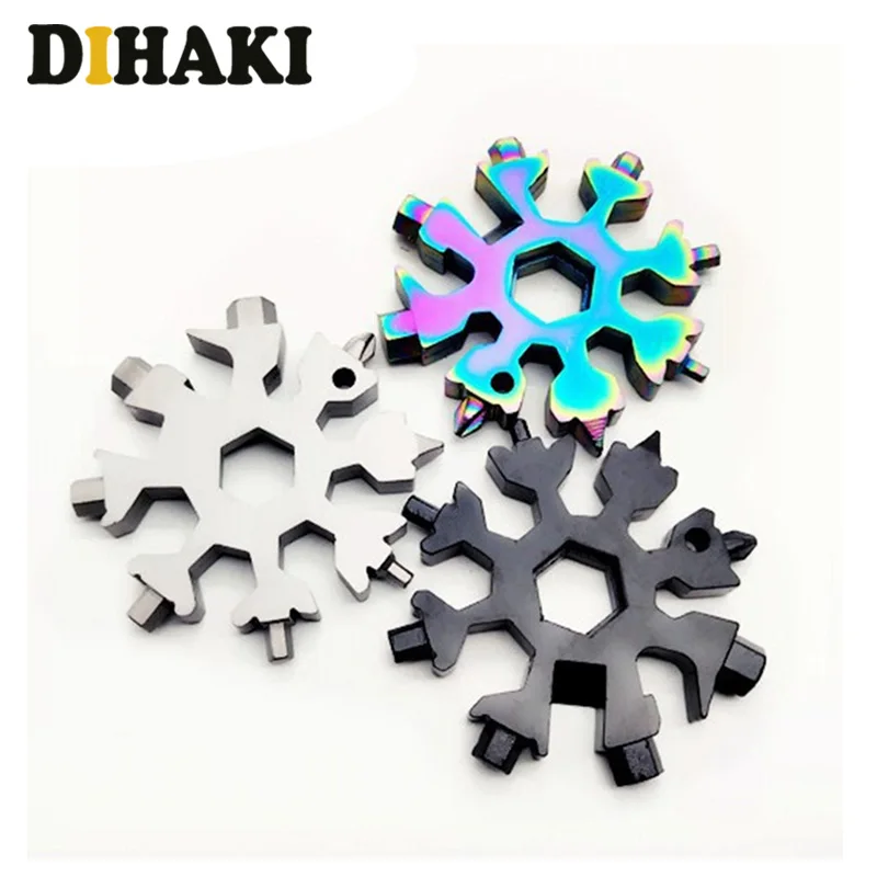 

18-in-1 Multi-tool card combination Mini Key EDC Repair Tool Portable outdoor Snowflake tool card screwdriver