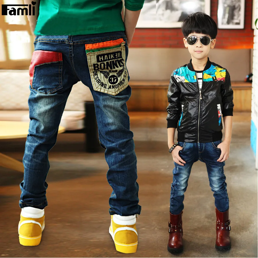 famli 3Y 12Y boy jeans 2017 children spring autumn elastic regular ...