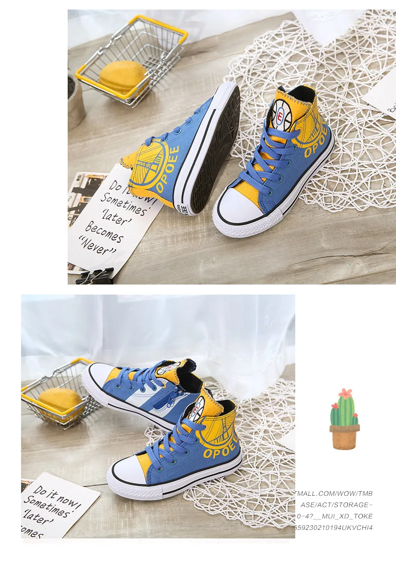 Sapatas de Lona para Meninos das Meninas do Bebê Sapatas dos Miúdos Culto Estilos Denim Sapatos Alta Corte Crianças Ankle Boots Letters Impressão Escola C07223 16 Das Meninas Do Bebê Denim Sapatas Dos