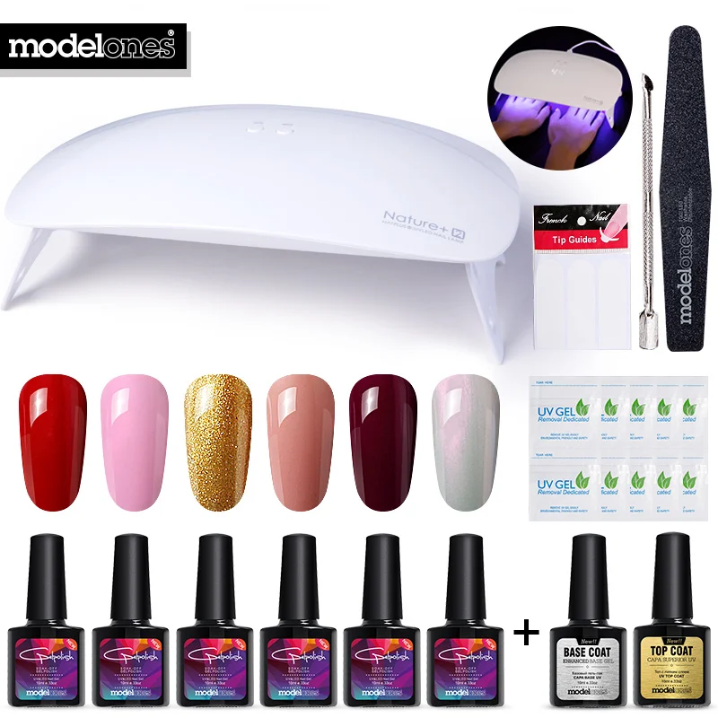 Modelones 13Pcs/Lot Nail Art Tools Practice Set 24W Led Nature 2 UV Lamp Dryer Gel Polish Fast | Красота и здоровье