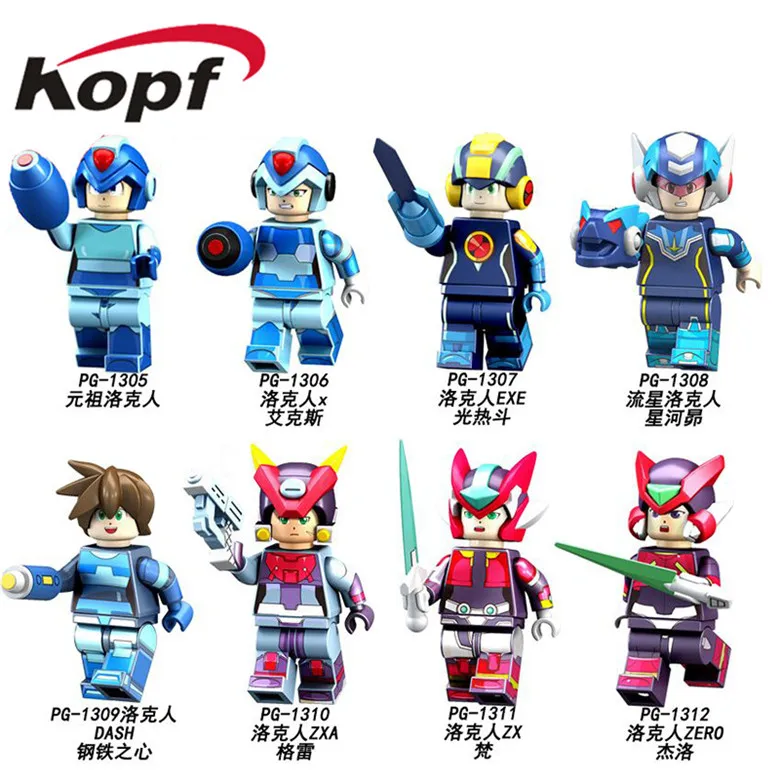

PG8137 Super Heroes MEGA MAN Yuanzu Rockman Ax light hot bucket Meteor Action Figures Building Blocks For Children Gift Toys