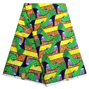 

Polyester Green Nigerian Real Wax African Print , Dutch wax print fabric Wax Java Print, 100% Polyester 6yards LBLD-71