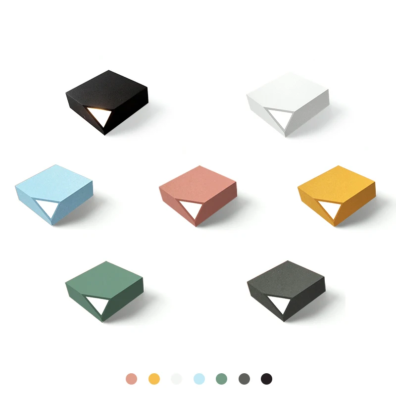 

Macarons Wall Lamp Nordic minimalist Restaurant Bedside Lamp Colorful Square LED Aisle Stairs Wall Mounted lights G4 LED Bulbs