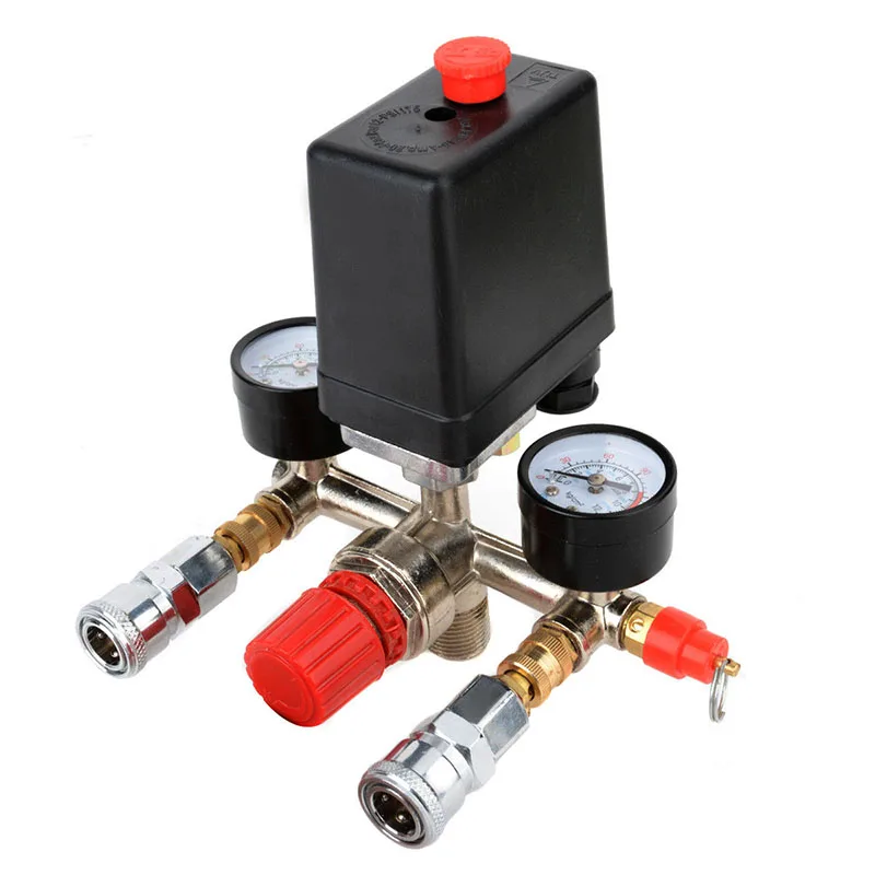 

90-120PSI Pressure Switch Control Valve Air Compressor Manifold Regulator Gauge