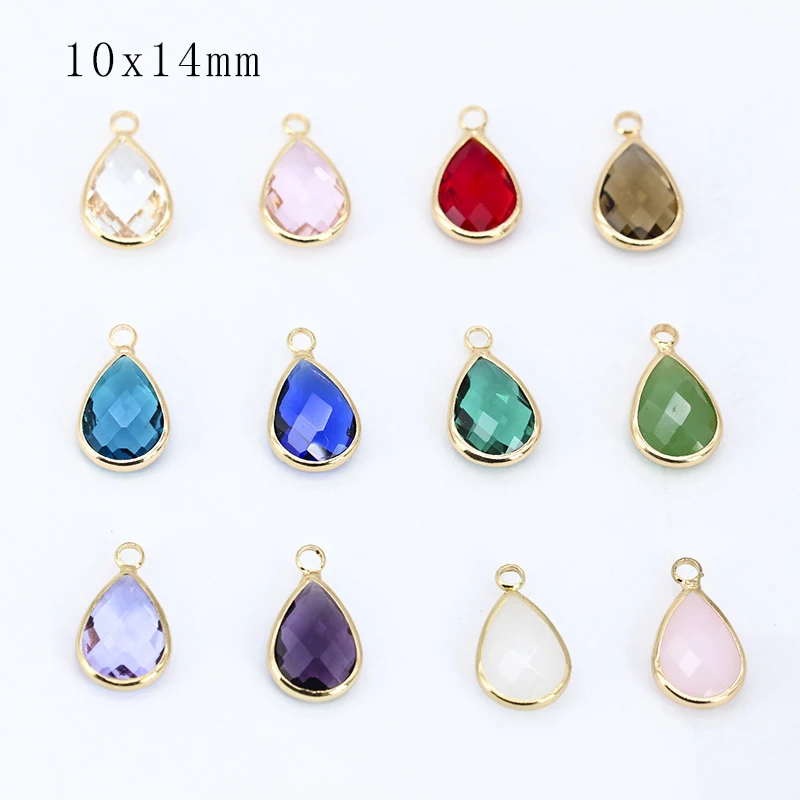 

12p10x14mm Assorted Teardrop Faceted Framed Glass Charm Crystal Pendants Earrings Necklace Connectors jewelry making Dress beads