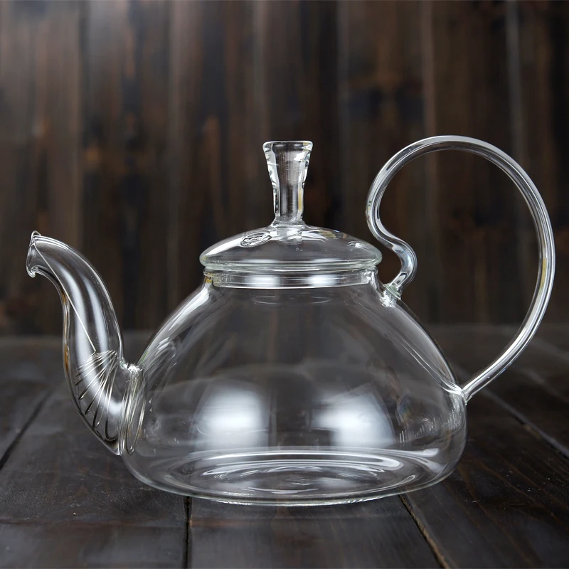 glass teapot 260ml 600ml, Long big handle glass tea pot with stainless
