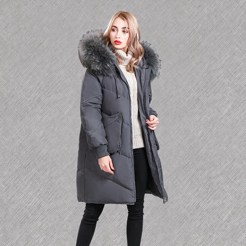 OMCHION Plus Size Chaqueta Mujer 2018 Nature Raccoon Fur White Duck Down Winter Coat Women Thick Warm Mid-Long Loose Parka QY06 OMCHION Plus Size Chaqueta Mujer 2018 Nature Raccoon Fur White Duck Down Winter Coat Women Thick Warm Mid-Long Loose Parka QY06