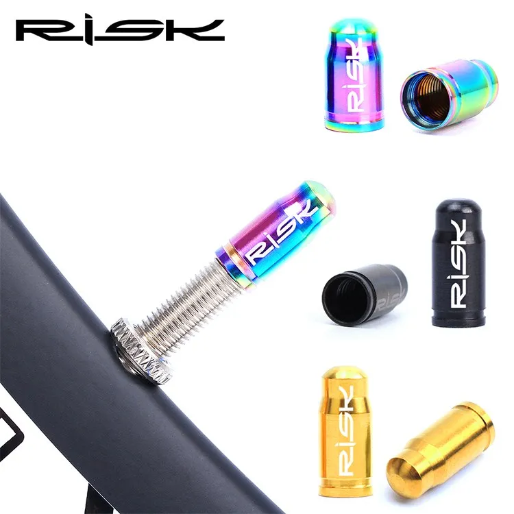 

2 Piece RISK Mtb/ Road Bike Tire Valve Cap Titanium Presta Valve Cap and Schrader Tire Valve Cap Bike Accessory