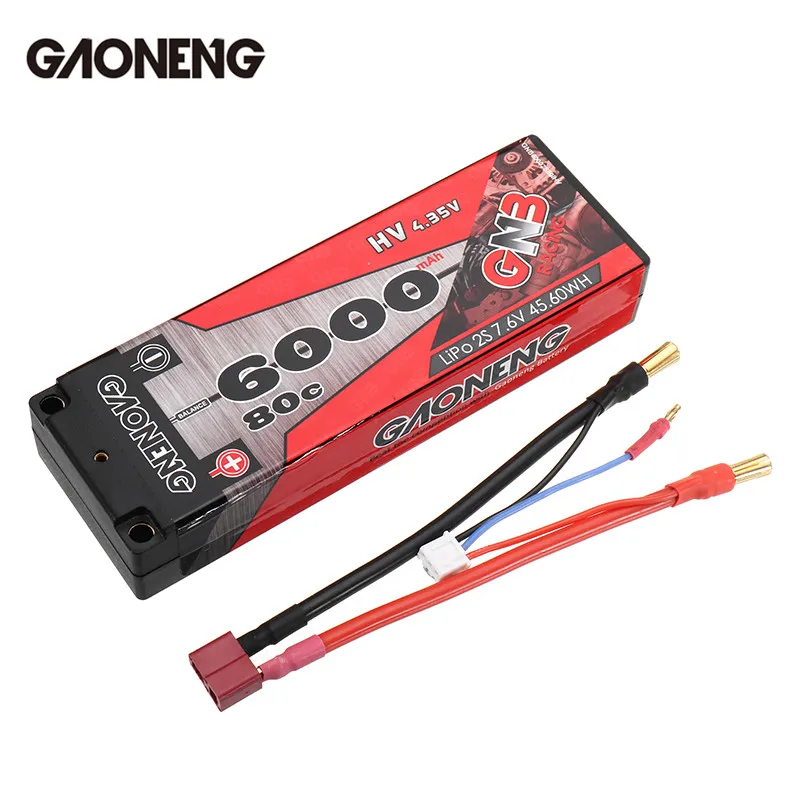 

Gaoneng GNB 7.6V 6000mAh 110C 2S HV Lipo Battery T Plug For 1:10 RC Car Aircraft Spare Part Accessories Rechargeable Raplacement