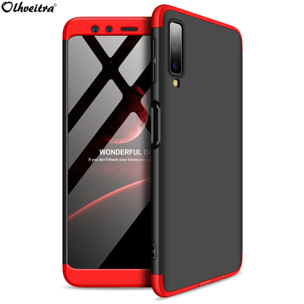 360 Degree Full Cover For Samsung A7 2018 Case 3 In 1 Hard PC Shell Coque Protection Case For Samsung Galaxy A7 2018 A750 Funda