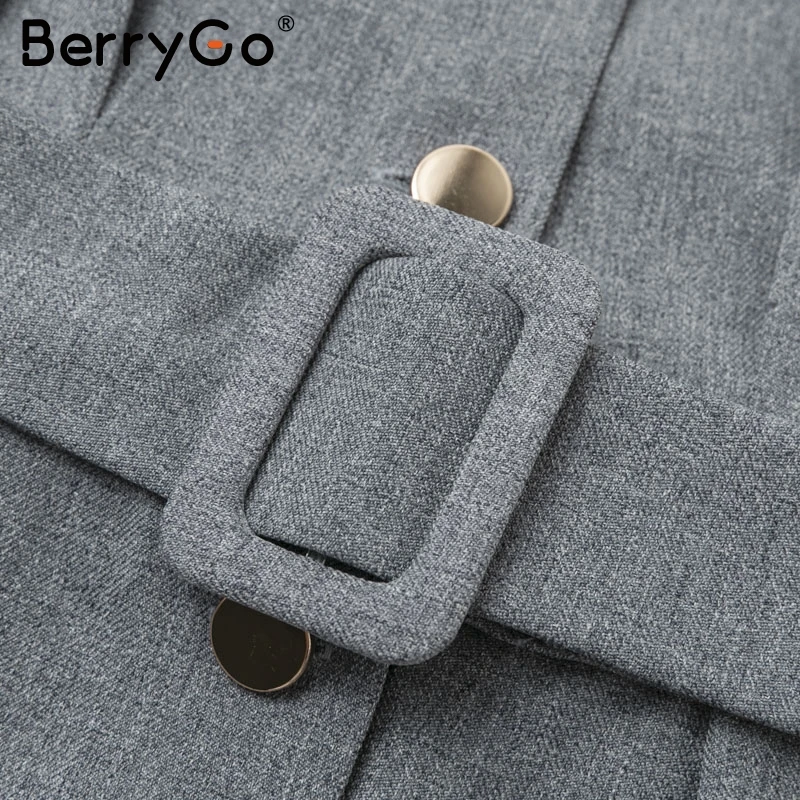 BerryGo винтажный блейзер с пуговицами Комбинезоны Женский пояс офисный женский
