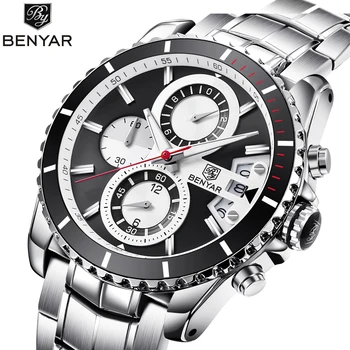 

Top Luxury Brand BENYAR 2019 New Fashion Men Sport Quartz WristWatch Military Stainless Steel Waterproof Clock Relogio Masculino