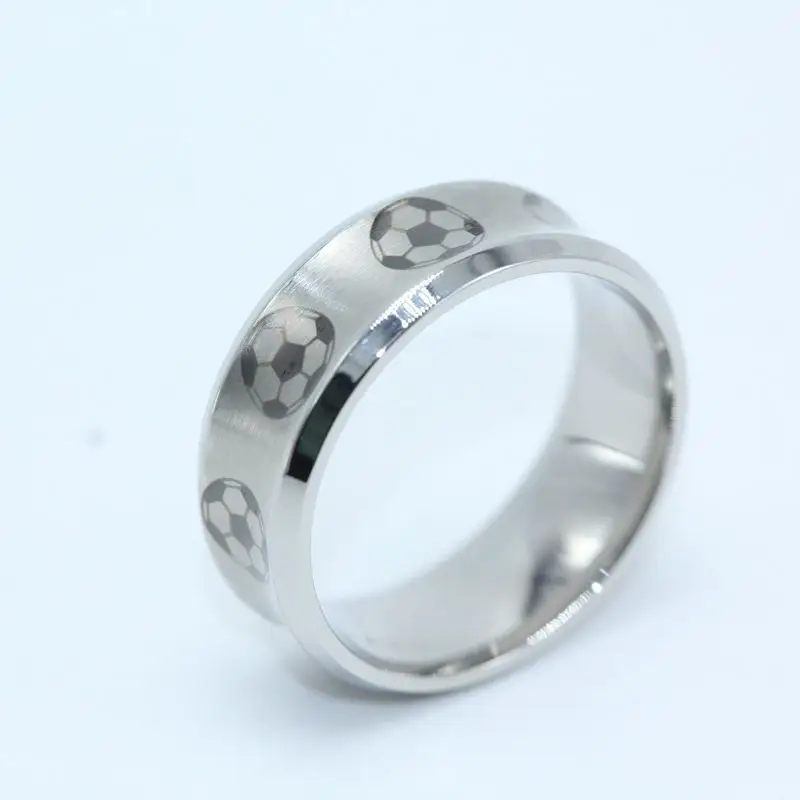 Футбольный узор, круглый перстень, серебряные футбольные кольца из нержавеющей стали для мужчин, уникальные ювелирные изделия, дешевая цена,, кольцо