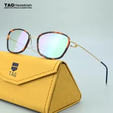 Ретро квадратная оправа, чистый титан, ручная работа, близорукость, компьютерный тег, Брендовые мужские очки, оправа для очков по рецепту