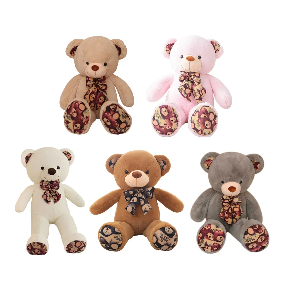 

100cm Printed Bow Tie Plush Bear Toys Stuffed Animals Soft Toys Plush Dolls For Baby Kids Christmas Gifts Gift to the Girl