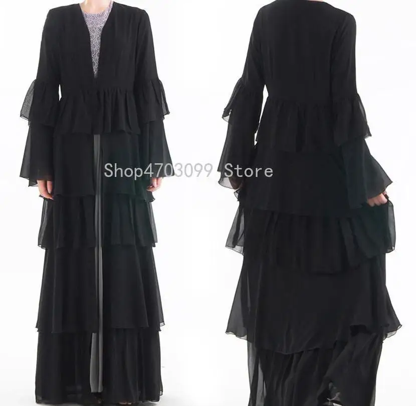 Модная мусульманская абайя jilbaw женское платье шифон Дубай открытый кардиган с