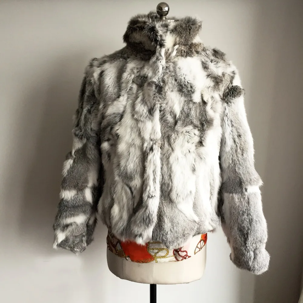 

2019 New Arrival Wholesale 100% Real Rabbit Fur Coat Full Pelt Sexy Customize Wholeskin Fur Outwear Plus Size Jacket SR61