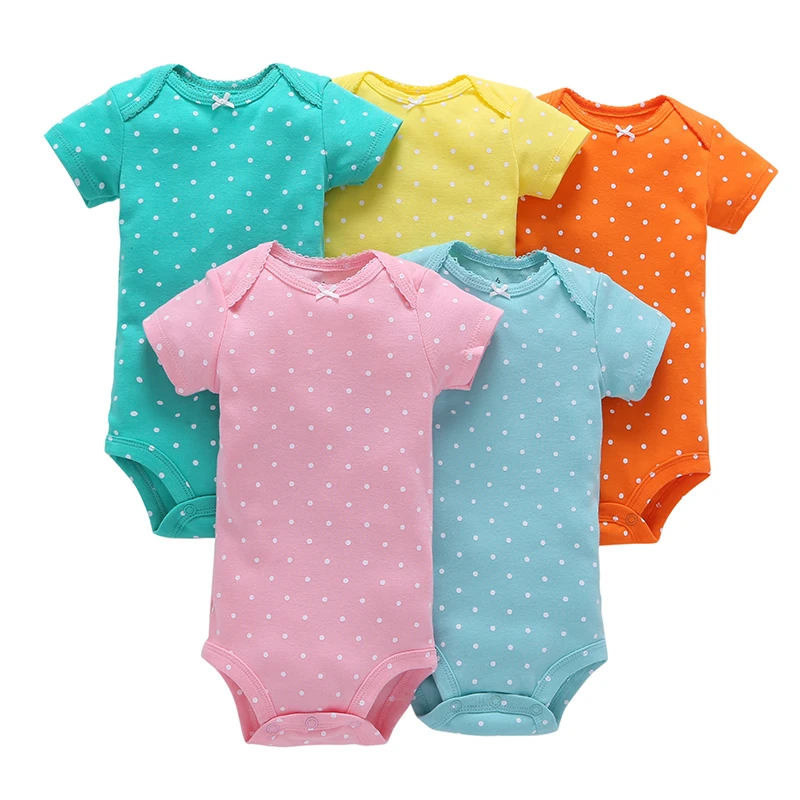 

Baby Girls Clothing Sets 5Pcs Pack 6 Months To 24 Months Dot Print Lovely Bebes Jumpsuit Soft Cotton Baby Boys Bodysuit