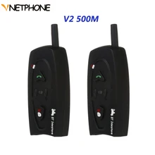 Pair Vnetphone motorcycle Bluetooth Helmet Intercom V2 500M Interphone 2Riders BT Walkie Talkie For Skiing Cycling Helmet H