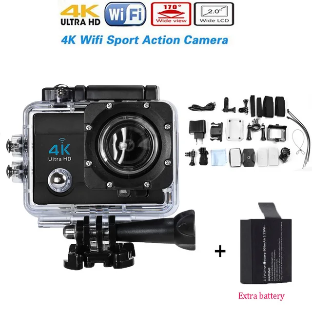 

Selling Camera Add battery Action Cam Hero4 style Camera Waterproof Full HD 1080P 14MP 2.0 inch WIFI Sport camera Free shipping