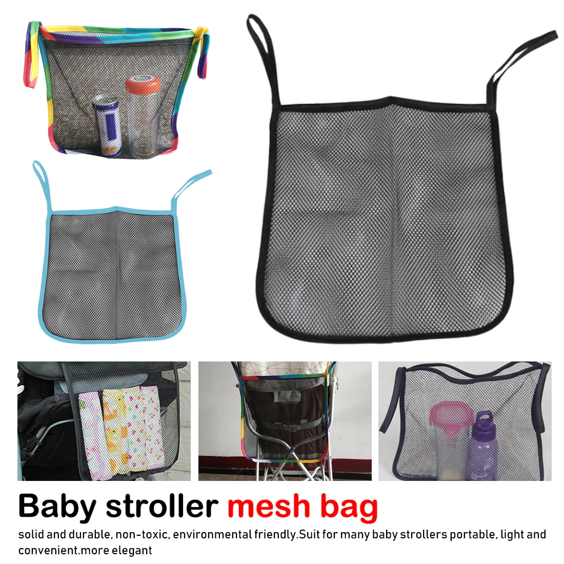 

Practical Baby Trolley Bunch Net Pocket Infant Stroller Mesh Bottle Diaper Storage Organizer Bag Holder