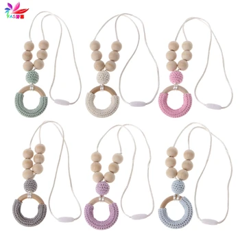 

Organic Cotton Teething Necklace For Mom Wooden Chewing Necklace Baby Mom Gift Pendant Teether Necklace Baby Carrier Accessory