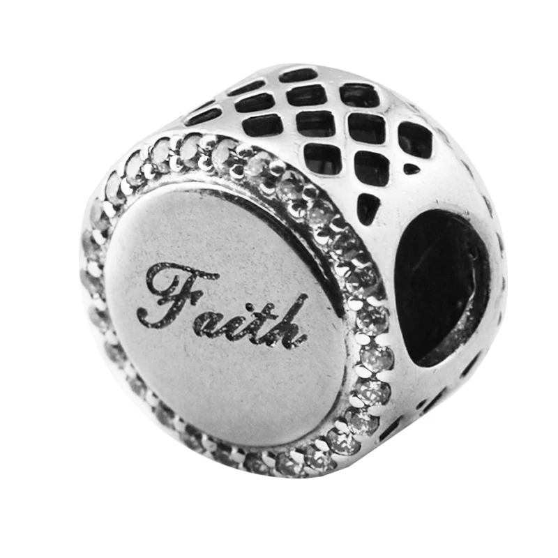 

Genuine 925 Sterling Silver Clear CZ Faith Cross Charms Beads for Jewelry Making Fits Pandora Charm Bracelets perles pour