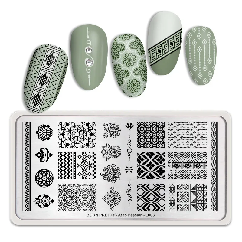 BORN PRETTY Rectangle Nail Stamping Plates Fashion Stainless Nail Art Image Nail Art Image DIY Plate Tools Fashion Power Theme - Цвет: BP-AP-L003