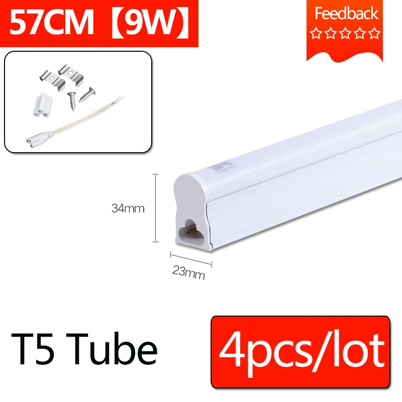 T5 светодиодный ламповый светильник 20 Вт светодиодный T8 трубчатая балка настенные лампы 5 Вт 9 Вт 10 Вт 30 см 60 см 2ft 300 мм 600 мм T5 светодиодный светильник s светильник ing Теплый Холодный белый - Испускаемый цвет: 4pcs T5 60cm 9W