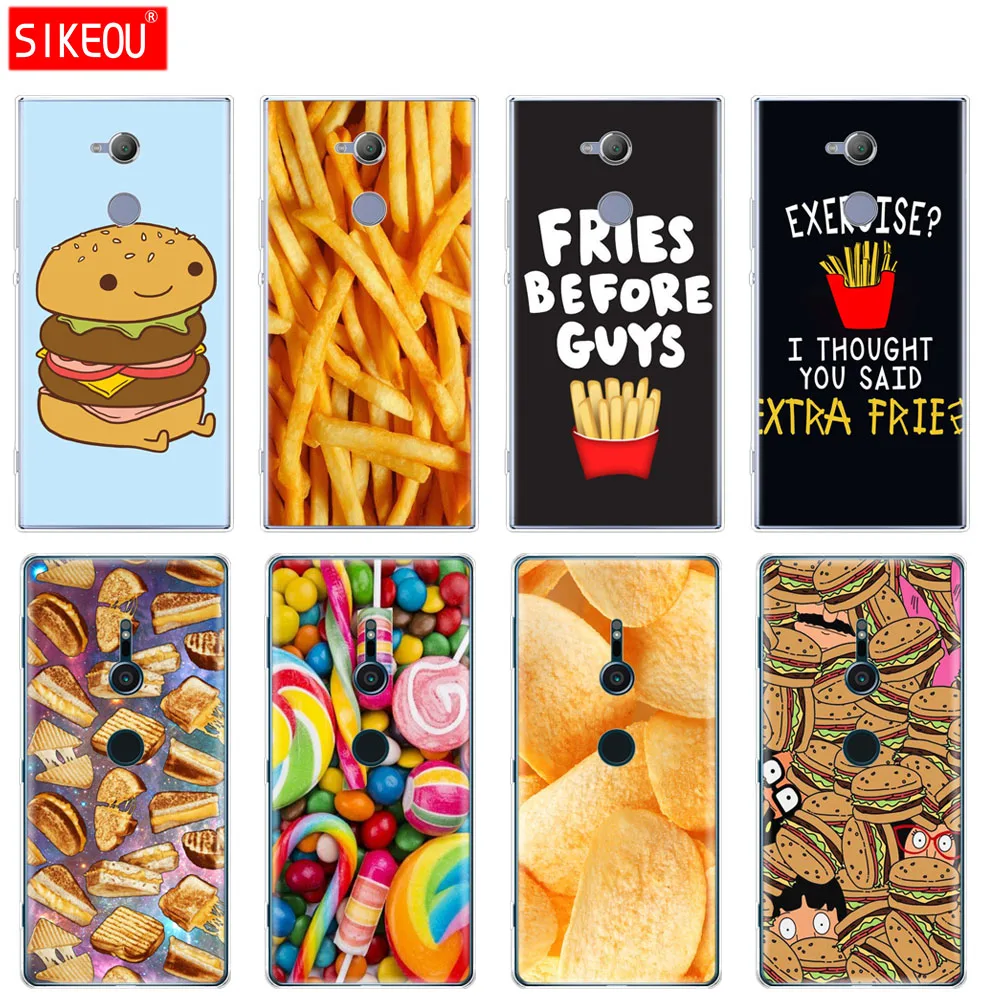 Силиконовый чехол для телефона sony xperia XA1 XA2 ULTRA PLUS L1 L2 XZ1 XZ2 compact XZ PREMIUM Cute food fries burger