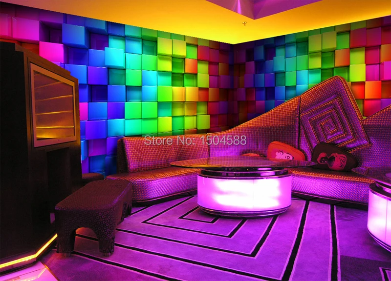 Papel de parede cubo estéreo 3d colorido,