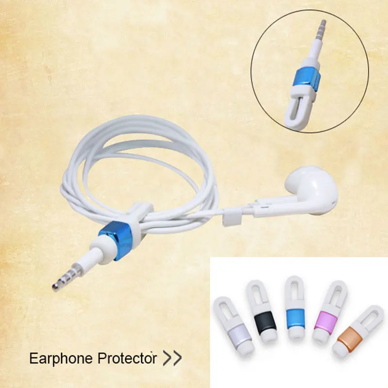 20pcs/lot Plating Earphone Cable Protector Colorful Earphones Headphone Cable Cover For Iphone 8