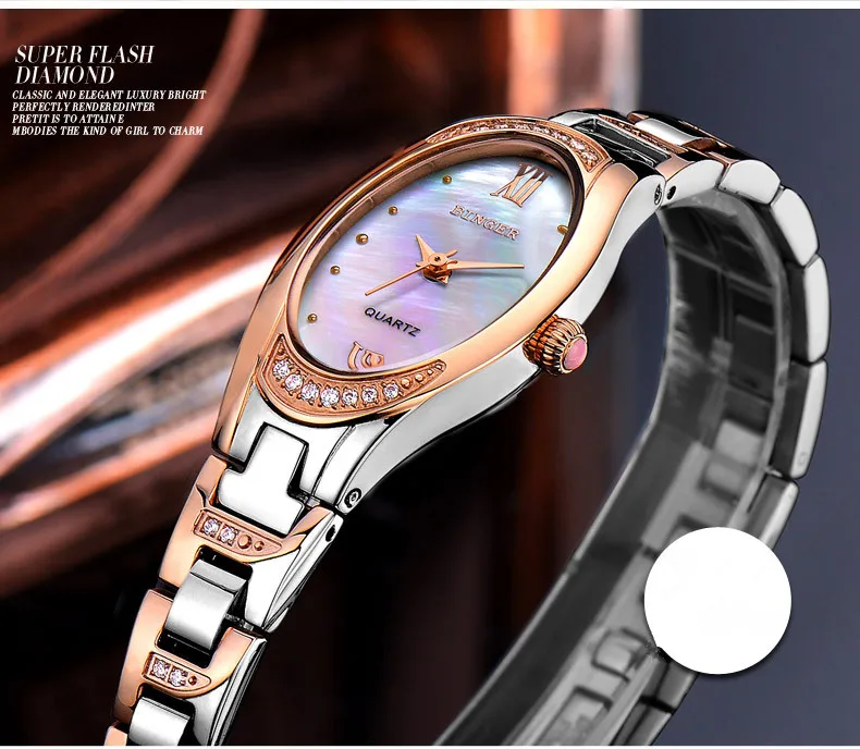 Moda Retro Oval Mulheres Pulseira Relógios de