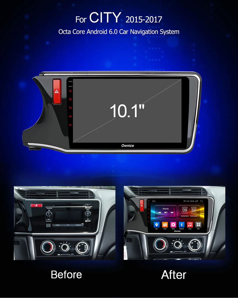 Perfect 10.1" IPS+2.5D 8Core 4G+32G Android 9.0 Car DVD GPS Radio For Honda City 2014 2015 2016 2017 2018 DSP CarPlay Multimedia Adas 3