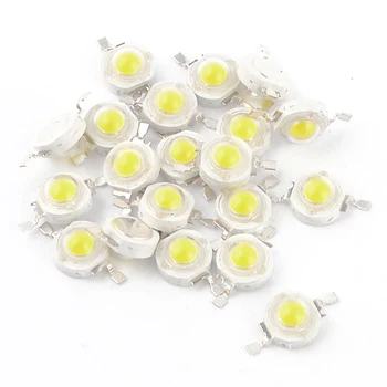 

20 Pcs High Power 2 Pin 3W White LED Bead Emitters 170-190Lm 6000K