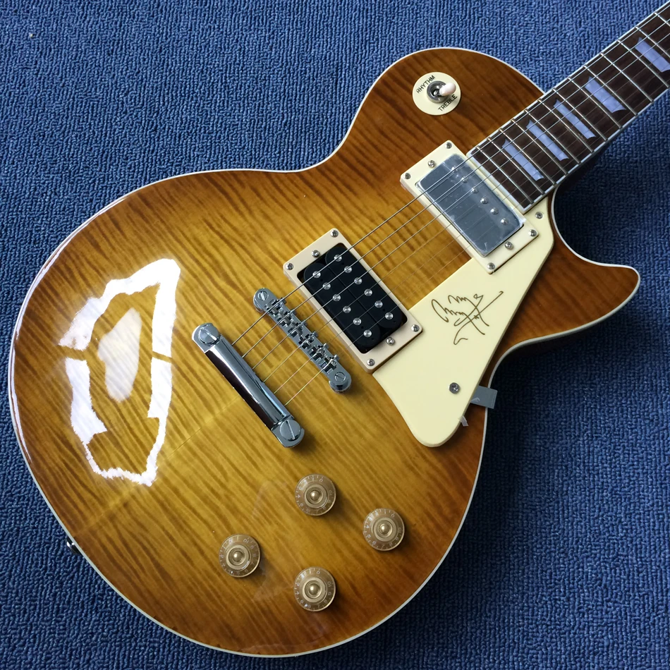 New Electric Guitar Solid Mahogany with Flame Maple top, Chrome