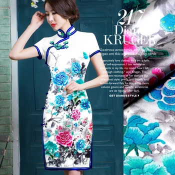

pound digital printing fabric silk cheongsam silk cloth Stretch Satin Plain [Jane] Peony